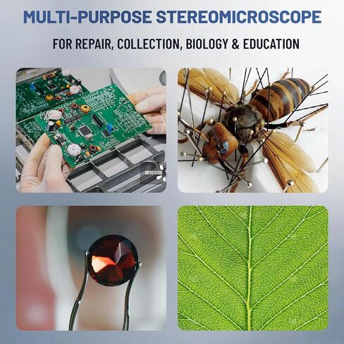 Stereo Microscope,Binocular Microscope，with 56-Bulb LED Ring Light,6X-45X Magnification,WF10X Eyepieces,0.6X-4.5X Zoom Objective in Kuwait