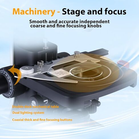 Herwicm 40X-2500X Microscope Laboratory Microscope for Adults with LED, Double 3D Mechanical Stage, Abbe Spotting Scope for Students Children Adults Laboratory Education Science Doppelt Tisch in Kuwait