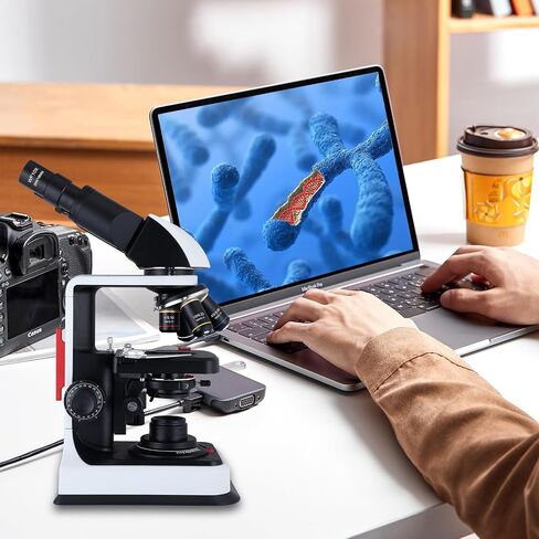 Herwicm 40X-2500X Microscope Laboratory Microscope for Adults with LED, Double 3D Mechanical Stage, Abbe Spotting Scope for Students Children Adults Laboratory Education Science Doppelt Tisch in Kuwait