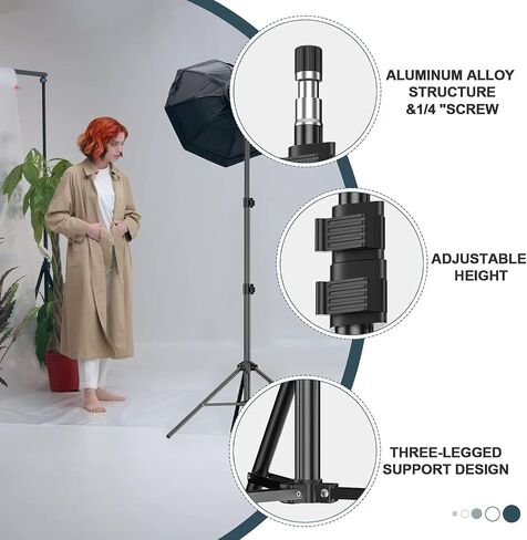 EMART 7 Ft Light Stand for Photography, Speedlight, Flash, Softbox, Strobe | Portable Photo Video Lighting Tripod with Carry Case for Camera, Selfie, Photographic Portrait -1 Pack in Kuwait