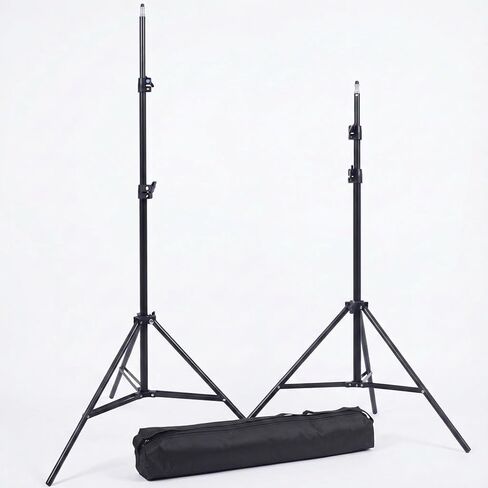 2-Pack Geoqueho 7ft Photography Light Stand with Carry Bag, Upgraded 32.5" Ultra-Wide Base for Max Stability, Reinforced 3-Rivet Metal Alloy Tripod for Ring Light, Softbox, Video Studio, 11lbs Load in Kuwait