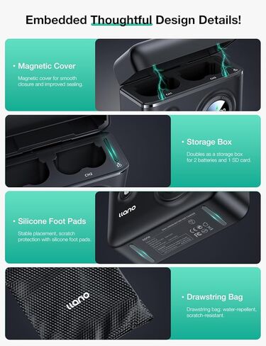 llano NP-W235 Battery Charger Set for Fujifilm X-T5/X-T4/X-H2/X-H2S/GFX100S, 2-Pack 2400mAh Batteries with Fast USB-C Charging Case, PD3.0 & QC3.0, Digital Display, Dual Slot Charger & Storage Box in Kuwait