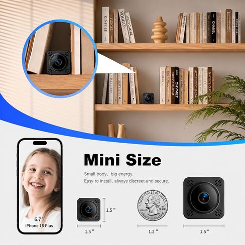 Shibet Hidden Camera, Mini Nanny Cam Wireless with Free Cloud, 2K HD Security Camera WiFi/Offline Recording, Motion Detection & Night Vision for Pet/Baby Monitor with Magnetic Mount in Kuwait