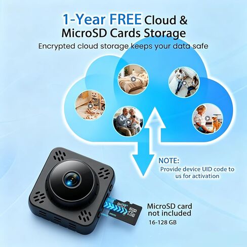 Shibet Hidden Camera, Mini Nanny Cam Wireless with Free Cloud, 2K HD Security Camera WiFi/Offline Recording, Motion Detection & Night Vision for Pet/Baby Monitor with Magnetic Mount in Kuwait
