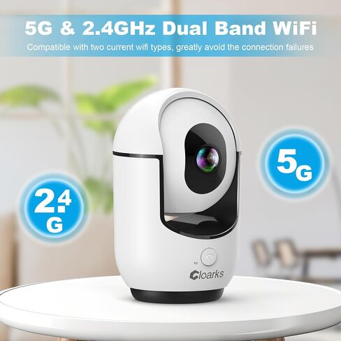 Cloarks 2K Indoor Camera, 5/2.4 GHz WiFi Pan/Tilt Security Camera with AI Motion Detection, One-Click Call for Baby Monitor, Wired Pet Camera with 2-Way Audio, 24/7, Siren Alarm, TF/Cloud Storage in Kuwait