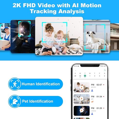 Cloarks 2K Indoor Camera, 5/2.4 GHz WiFi Pan/Tilt Security Camera with AI Motion Detection, One-Click Call for Baby Monitor, Wired Pet Camera with 2-Way Audio, 24/7, Siren Alarm, TF/Cloud Storage in Kuwait