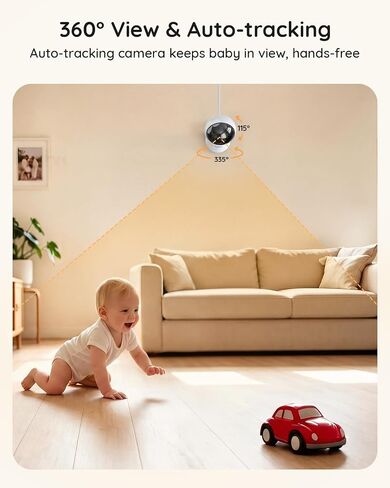 BOIFUN AI Baby Monitor with Camera and Audio, Safety Alerts (Tummy Sleeping & Face Area), WiFi Smartphone APP Control, Colorful Night Light, 2K HD Night Vision, Motion & Cry Detection, Two-Way Talk in Saudi Arabia