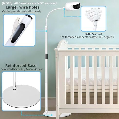 Enhanced Baby Monitor Floor Stand for Momcozy,Tapo,Kasa Camera | Telescopic Height, Gooseneck 360° Swivel, 1/4" Threaded Hole for Momcozy BM01/BM03/BM04, Tapo C210/C201/C200, Kasa EC70/EC71 in Kuwait