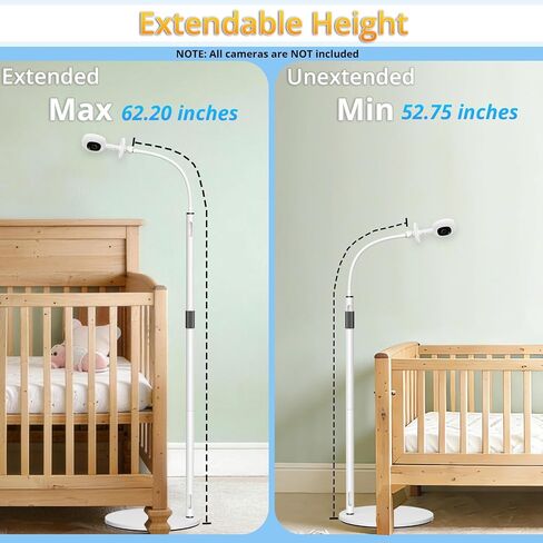 Enhanced Baby Monitor Floor Stand for Momcozy,Tapo,Kasa Camera | Telescopic Height, Gooseneck 360° Swivel, 1/4" Threaded Hole for Momcozy BM01/BM03/BM04, Tapo C210/C201/C200, Kasa EC70/EC71 in Kuwait