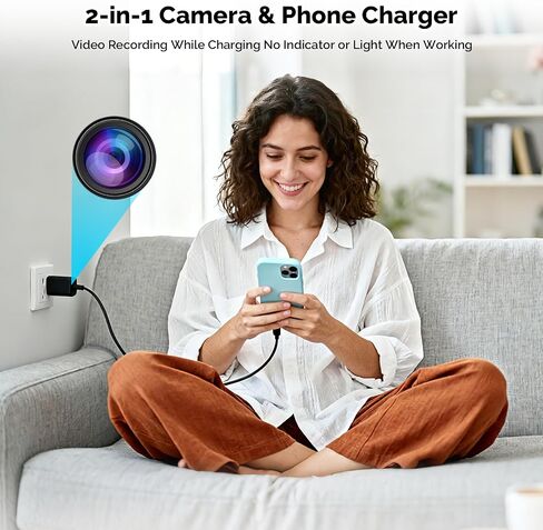 PATTERSON 1080P Camera USB Charger - Mini WiFi Camera with Motion Detection, Night Vision, App Connectivity for Home Monitoring in Kuwait
