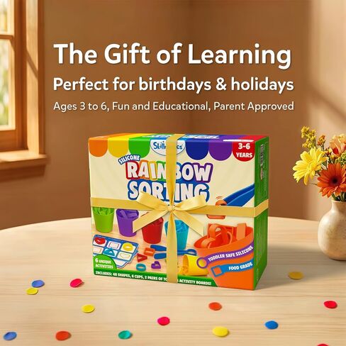 Skillmatics Silicone Rainbow Sorting Game – Learning & Educational Toy | Sorting, Counting & Sequencing Skills, Gift for Toddlers & Preschoolers, Boys and Girls Ages 3, 4, 5, 6 in Kuwait