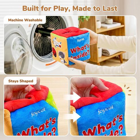 JoyCat Baby Toys 6-12 Months, Mystery Soft Box 10 Sensory Objects, Rattle | 10 sensory objects in a mystery box encourage baby exploration with rattles, crinkles and mirror play for early learning. in Kuwait