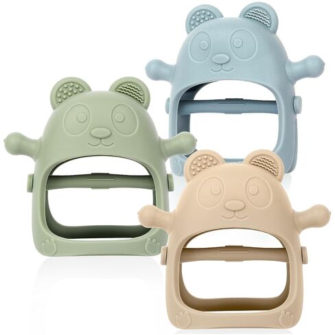 Eascrozn 3 Pack Baby Teething Toys for 3+ Months,Silicone Teething Mitten | BPA Free, Easy to Hold, Soft Textures for Sensory Exploration and Teething Pain Relief, Baby Chew Toys for Sucking Needs in Kuwait