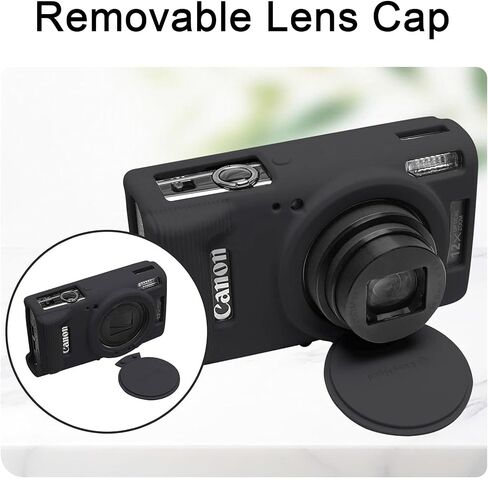 Screen Protector Compatible for Canon PowerShot IXY 650/ELPH 360 Cameras,Tempered Glass Film Anti-Scratch High Definition and Soft Silicone Case (Black) in Kuwait