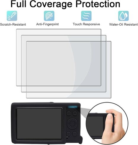 Screen Protector Compatible for Canon PowerShot IXY 650/ELPH 360 Cameras,Tempered Glass Film Anti-Scratch High Definition and Soft Silicone Case (Black) in Kuwait