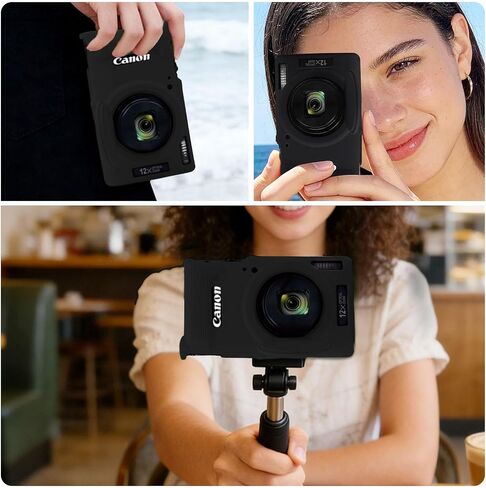 Screen Protector Compatible for Canon PowerShot IXY 650/ELPH 360 Cameras,Tempered Glass Film Anti-Scratch High Definition and Soft Silicone Case (Black) in Kuwait