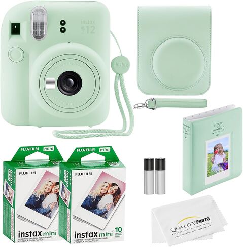 Fujifilm Instax Mini 12 Instant Camera with Case, 20 Fujifilm Prints, Decoration Stickers, Frames, Photo Album and More Accessories (Mint Green) in Kuwait