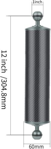Light Arm Underwater Buoyancy Arm Double Ball Arm Carbon Fiber Arm Camera Arm with 1 inch Ball Ends and Stable Connection Layout Suitable for Scuba, Titanium, 12 Inch / 304.8mm in Kuwait