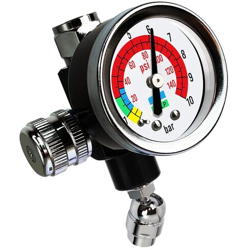 LE LEMATEC Air Pressure Regulator with Gauge for HVLP Paint Spray Guns | 1/4 NPT threading, 0-140 PSI dial, aluminum, pneumatic tool airflow control, swivel in Kuwait