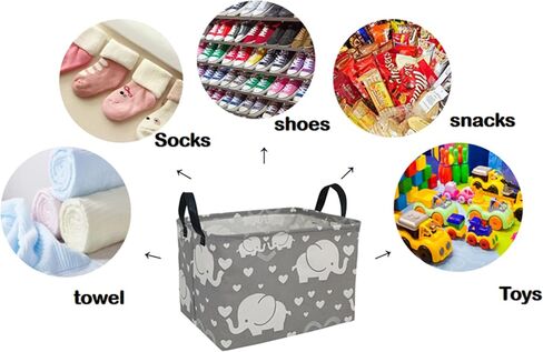 Storage Basket Home Shelf Basket Kids Organizer Box Clothes Laundry Hamper Nursery Bin Gift Laundry Basket with Handles Pink Bowknot Pattern for Home in Kuwait