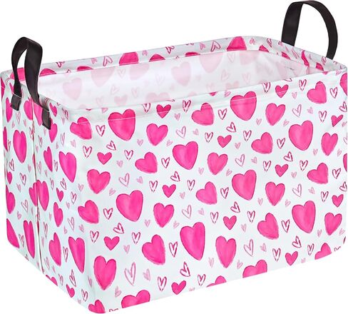 Storage Basket Home Shelf Basket Kids Organizer Box Clothes Laundry Hamper Nursery Bin Gift Laundry Basket with Handles Pink Bowknot Pattern for Home in Kuwait