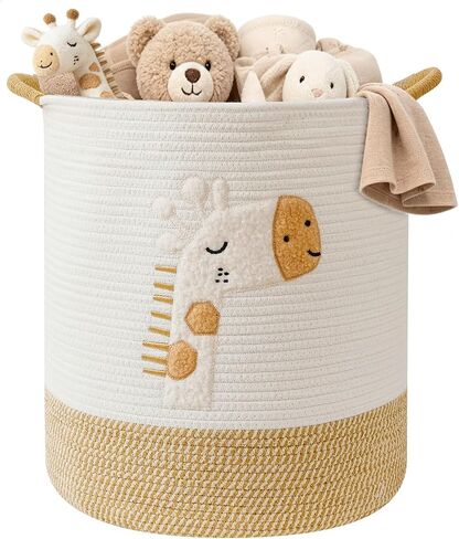 Baby Laundry Basket Large Baby Hamper, Cotton Rope Basket for Nursery Decor 51L Dirty Clothes Hampers for Kids, Woven Blanket Storage for Living Room, Stuffed Animal Storage Toy Box with Handles in Kuwait