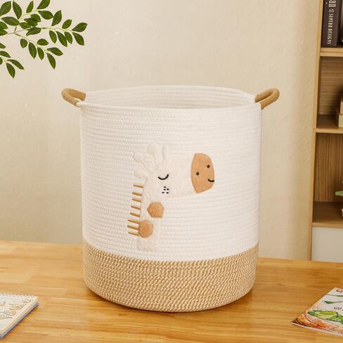 Baby Laundry Basket Large Baby Hamper, Cotton Rope Basket for Nursery Decor 51L Dirty Clothes Hampers for Kids, Woven Blanket Storage for Living Room, Stuffed Animal Storage Toy Box with Handles in Kuwait