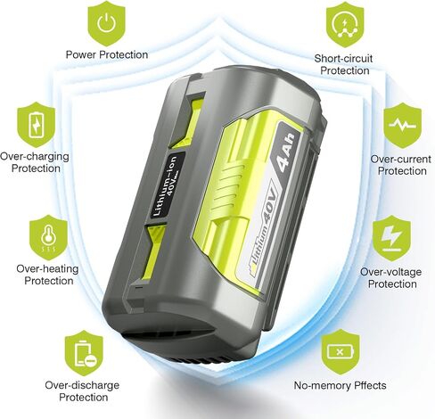 4.0Ah Battery and Charger,Replacement for Ryobi 40V Battery and Charger | Fast Charging 40V 4.0Ah Battery and Charger Kit,Replacement for Ryobi 40V Batteries Compatible with Ryobi 40Volt Power Tools in Kuwait