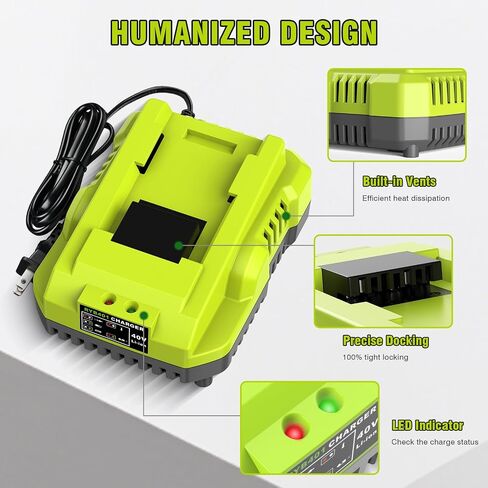 4.0Ah Battery and Charger,Replacement for Ryobi 40V Battery and Charger | Fast Charging 40V 4.0Ah Battery and Charger Kit,Replacement for Ryobi 40V Batteries Compatible with Ryobi 40Volt Power Tools in Kuwait