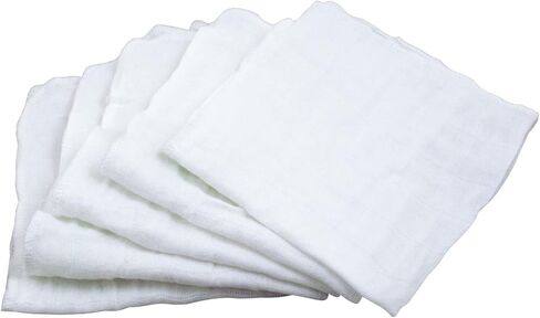 Green Sprouts Absorbent Organic Cotton Muslin Cloths, Hypoallergenic, Standard 100 by Oeko-TEX Certified, Reusable Baby Wipes, White, One Size, 5-Pack in Kuwait