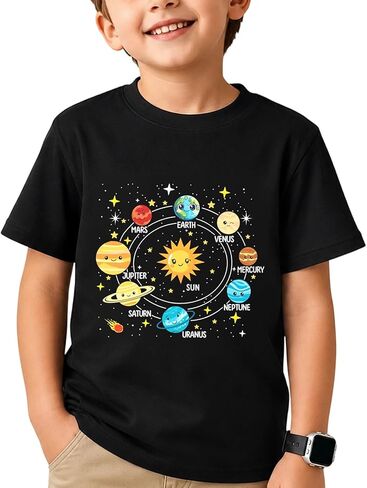Solar System Planets Shirts for Toddler Boys Girls Kids Astronaut Space Universe T-Shirt Galaxy Science Tee 2-8T in Kuwait