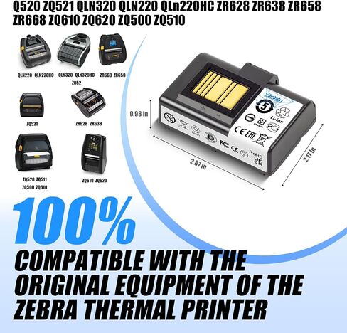 Sicimly 10Pack 3400mAh Replacement Batteries for Zebra Printer ZQ520 ZQ620 ZQ521 QLN320 QLN220 QLn220HC ZR628 ZR638 ZR658 ZR668 ZQ610 ZQ500 ZQ510 QLn320HC 25.16Wh. in Kuwait