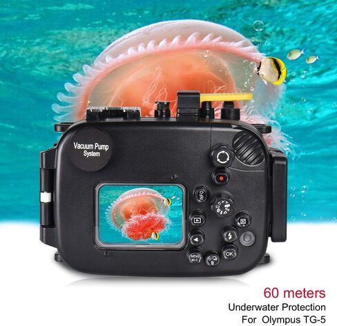Sea frogs Underwater Camera Housing Compatible with Olympus TG-5 IPX8 | 60m/196ft Maximum Diving Depth Waterproof Camera Case for Diving, Surfing, Black in Kuwait