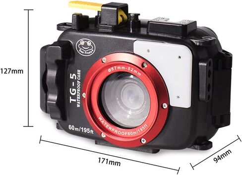 Sea frogs Underwater Camera Housing Compatible with Olympus TG-5 IPX8 | 60m/196ft Maximum Diving Depth Waterproof Camera Case for Diving, Surfing, Black in Kuwait