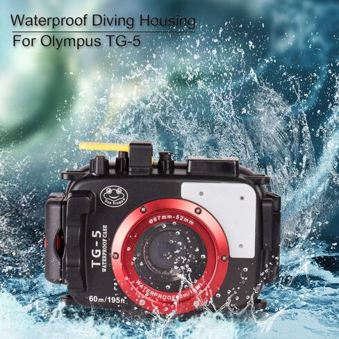 Sea frogs Underwater Camera Housing Compatible with Olympus TG-5 IPX8 | 60m/196ft Maximum Diving Depth Waterproof Camera Case for Diving, Surfing, Black in Kuwait