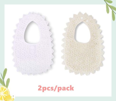 Baby Bib For Girls,Soft Lace Baby Drool Bib 0-12 months 2 Pack in Kuwait