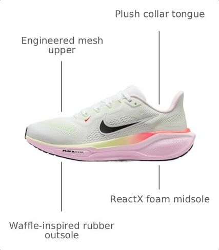 Nike Pegasus 41 Women's Road Running Shoes (White/Pink Foam/Bright Crimson/Black, IB4377-100) in Kuwait