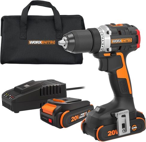 WORX Cordless Drill Driver, 20V 1/2-Inch Brushless, WX130L.9 | Battery not included, 500 in-lb Torque, 6-in Compact Body, 18+1 Clutch and 2-Speed Control, PowerShare in Kuwait