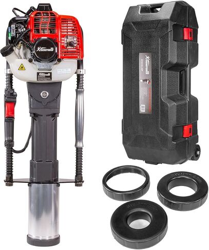 XtremepowerUS 52cc Gas Fence Post Driver, Heavy-Duty 2-Stroke Gasoline T-Post Driver with Carrying Case, Portable Pile Driver for Fence Posts, Sign Posts, Ground Rods & Stakes, EPA Certified in Kuwait