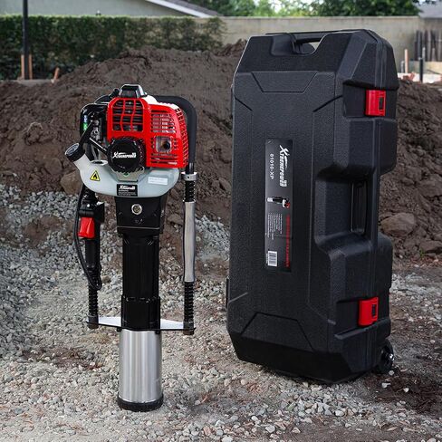 XtremepowerUS 52cc Gas Fence Post Driver, Heavy-Duty 2-Stroke Gasoline T-Post Driver with Carrying Case, Portable Pile Driver for Fence Posts, Sign Posts, Ground Rods & Stakes, EPA Certified in Kuwait