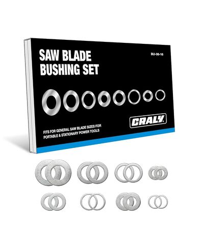 CRALY Saw Blade Bushing Set, Arbor Adapter Kit, Reduction Ring Combo, 30mm-5/8'', 20mm-5/8'', 7/8''-5/8'', 20mm-1/2'', 1''-5/8'', 20mm-10mm, 5/8''-3/8'', 5/8''-1/2'', 16-Pack(BU-08-16) in Kuwait