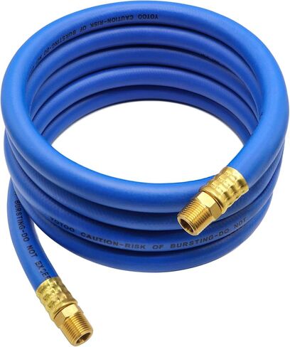 YOTOO Hybrid Lead-in Air Hose 1/2-Inch by 10-Feet 300 PSI Heavy Duty, Lightweight, Kink Resistant, All-Weather Flexibility with 3/8" Industrial Quick Coupler and Plug, Blue in Kuwait