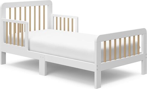 Storkcraft Pasadena Toddler Bed, Black with Driftwood | GREENGUARD Gold Certified, Fits Standard Full-Size Crib & Toddler Mattress, Toddler Safety Guardrails Included, Easy Assembly in Kuwait