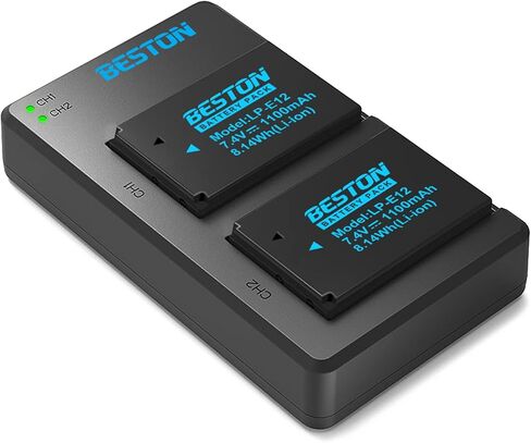 BESTON 3-Pack LP-E12 Battery Pack and Rapid USB Charger for Canon EOS M M2 M10, M50, M50 Mark II, M100 M200, Rebel SL1, PowerShot SX70 HS Cameras in Kuwait