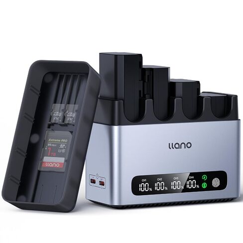 llano NP-FZ100 Battery 2400mAH 2-Pack & 20W Fast Charger Set | for Sony Camera A7III A7IV A6700 FX3 FX30 A9 A7C A7CII A7RV A7RIII A6600 ZV-E1 ZV-E10II A1 FX2, USB-C,LED, CNC Aluminum in Kuwait