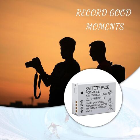 2-Pack NB-10L NB10L Battery with Dual Fast Charger for Canon PowerShot G1 X | G3-X, G15, G16, SX40 HS, SX50 HS, SX60 HS Digital Cameras Batteries Upgrade Enduro Capacity 7.4V 1500mah in Kuwait