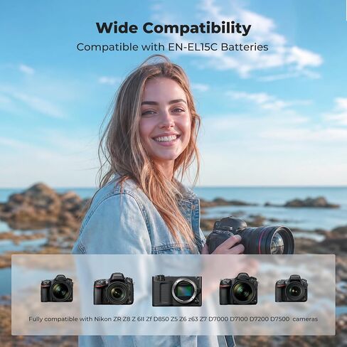K&F CONCEPT 3-Pack EN-EL15 Batteries and 20W Fast Charger Compatible with D7500, D7200, D7100, D7000, Z8, Z7, Z7II, Z6, Z6II, Z6III, Z5, ZF, D850, D800, D800E, D810, D810A, D780, D750 etc. in Kuwait