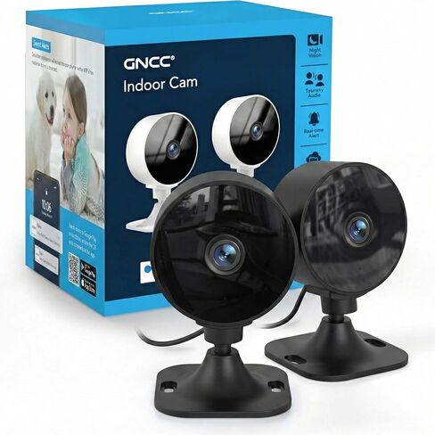 GNCC 2.4GHz Indoor Security Camera for Home, 1080P Baby & Pet Cam, GC3B-2P | Baby & Pet Monitoring, Motion & Sound Detection, Two-Way Audio, Black & White Night Vision, Flexible Cloud & SD Storage in Kuwait