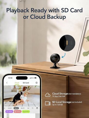GNCC 2.4GHz Indoor Security Camera for Home, 1080P Baby & Pet Cam, GC3B-2P | Baby & Pet Monitoring, Motion & Sound Detection, Two-Way Audio, Black & White Night Vision, Flexible Cloud & SD Storage in Kuwait