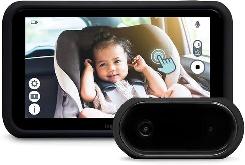 Tiny Traveler 5" HD Touch Screen Baby Car Monitor – Hackproof, No WiFi Baby Camera for Travel and Home, Night Vision, Headrest or Clamp Mount, Baby Reminder Alert - Black in Kuwait
